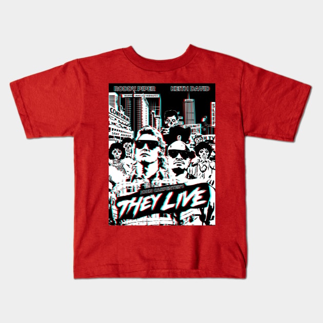 They Live 3D Kids T-Shirt by DeadKiriyama